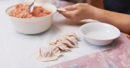 Homemade meat dumpling の写真素材
