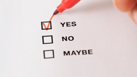 Check box of yes no maybe の写真素材