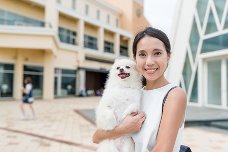Woman be with dog の写真素材