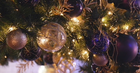 Christmas tree decoration in city at night の写真素材