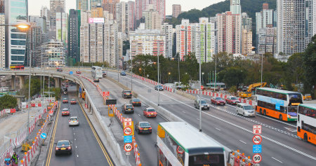 Causeway Bay, Hong Kong 14 January 2018:- Hong Kong Causeway Bay in at sunset のeditorial素材