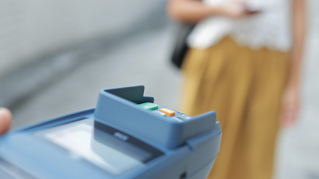 Payment with cellphone の写真素材