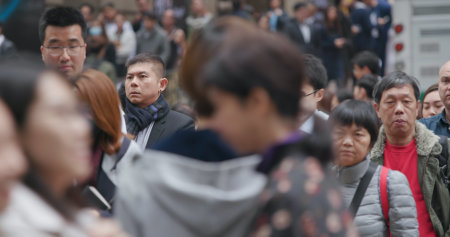 Central, Hong Kong, 28 February 2018:- People walking in the street in city のeditorial素材