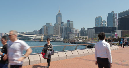 Victoria harbor, Hong Kong, 09 March 2018:- Hong Kong city at Kowloon side のeditorial素材