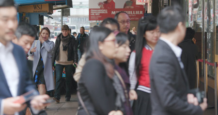 Central, Hong Kong, 28 February 2018:- People walking in street 