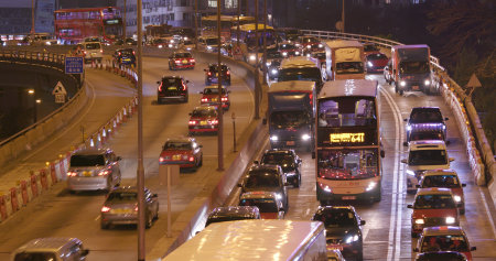 Causeway Bay, Hong Kong, 28 February 2018:- Hong Kong city traffic のeditorial素材