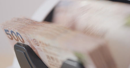 Counting machine of Hong Kong banknoteの写真素材