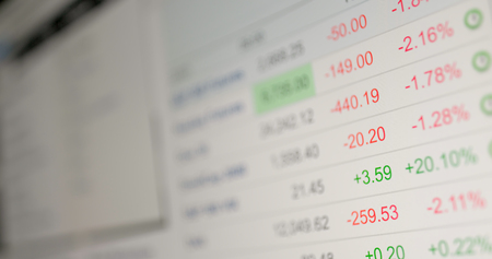 Stock market display on screenの写真素材