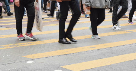Mong Kok, Hong Kong, 28 February 2018:- Top view of people walking in Hong Kong