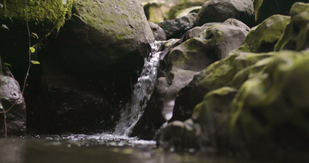 Water flow with lakeの写真素材