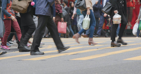 Central, Hong Kong, 28 February 2018:- Top view of people crossing the roadのeditorial素材