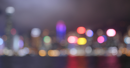 Blur of Hong Kong city at nightの写真素材