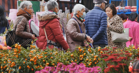 Victoria Park, Hong Kong 14 February 2018:- Hong Kong Lunar new year fairのeditorial素材