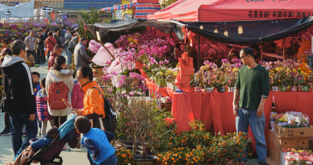 Tsuen Wan, Hong Kong, 13 February 2018:-Traditional chinese fair for lunar new year in Hong Kongのeditorial素材
