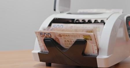 Money banknote counting machine for Hong Kong dollarの写真素材