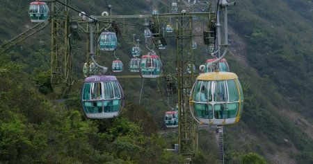 Wong Chuk Hang, Hong Kong, 19 October 2018:- Cable car in ocean park at Hong Kongのeditorial素材