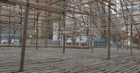 Chinese opera performance Bamboo scaffoldのeditorial素材