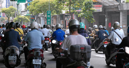 Dihua Street, Taipei city, 27 May 2018:- Crowded of Motorbike in taipei cityのeditorial素材