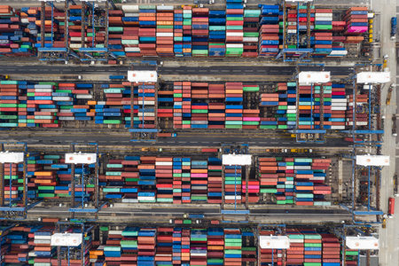 Kwai Tsing, Hong Kong, 09 October 2018:- Kwai Tsing Container Terminals in Hong Kongのeditorial素材