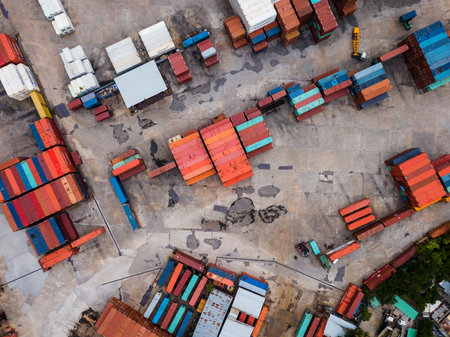 Top view of storage of containerのeditorial素材