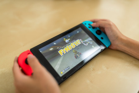 Hong Kong, 15 June 2017 -: Playing mario kart on switch at Home