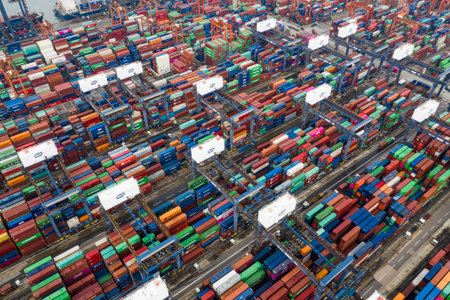 Kwai Tsing, Hong Kong, 09 October 2018:- Kwai Tsing Container Terminals in Hong Kongのeditorial素材