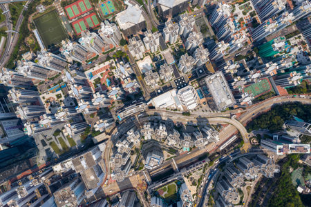 Tai Koo, Hong Kong 19 March 2019: Top view of Hong Kong cityのeditorial素材