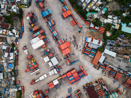 Top view of storage of containerの写真素材