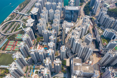 Tai Koo, Hong Kong 19 March 2019: Hong Kong city from top