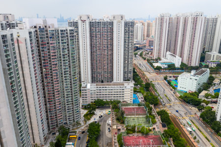 Tin Shui Wai, Hong Kong, 26 August 2018:- Top view of Hong Kong city