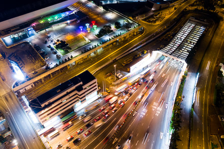 Hung Hom, Hong Kong 05 September 2018:- Hong Kong cross harbor tunnel at night