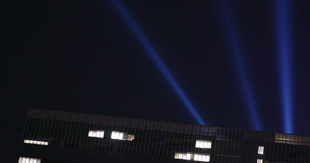 Light laser performance on the roof top building