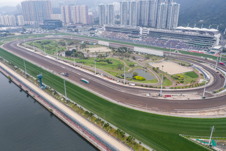 Sha Tin, Hong Kong, 17 March 2019: Sha Tin racecourse in Hong Kongのeditorial素材