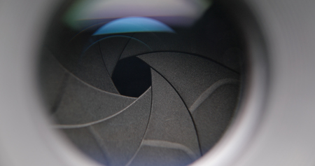 Changing Camera lens apertureの写真素材