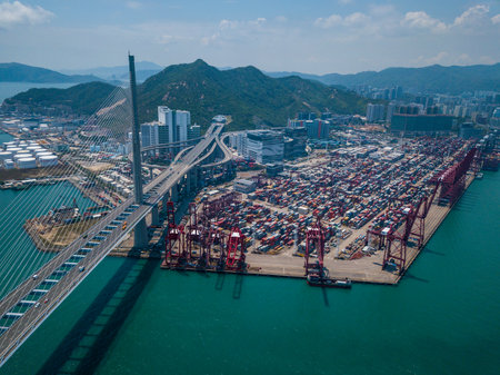 Terminal container port in Hong Kongのeditorial素材