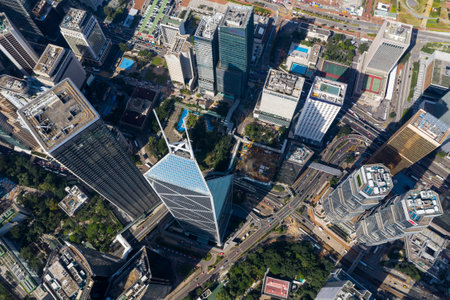 Central, Hong Kong 01 November 2018:- Top view of Hong Kong business districtのeditorial素材