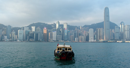 Victoria Harbor, Hong Kong- 18 January 2019: Hong Kong city