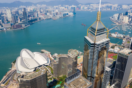 Central, Hong Kong, 04 October 2018:- Hong Kong business district, from top