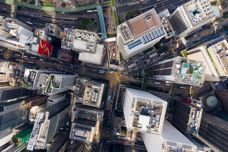 Central, Hong Kong 01 November 2018:- Top view of Hong Kong business office towerのeditorial素材