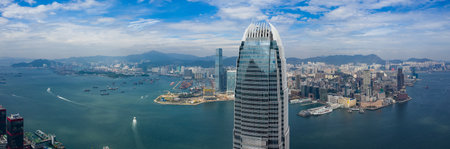 Central, Hong Kong 01 November 2018:- Panoramic shot of Hong Kong business districtのeditorial素材