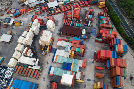 Tin Shui Wai, Hong Kong, 29 September 2018:- Top view of storage of container in Hong Kongのeditorial素材