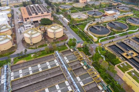 Sha Tin, Hong Kong 17 March 2019: Sewage treatment plant in Hong Kongのeditorial素材