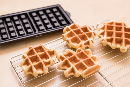 Homemade Belgian waffleの写真素材