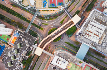 Tin Shui Wai, Hong Kong 08 September 2018:- Top down view of Hong Kong cityのeditorial素材