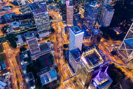 Central, Hong Kong, 11 September 2018:- Top down of Hong Kong business office towerのeditorial素材