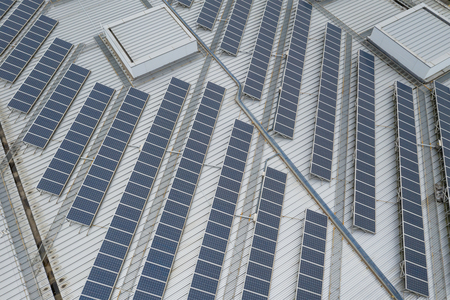 Solar panel station on roof top building