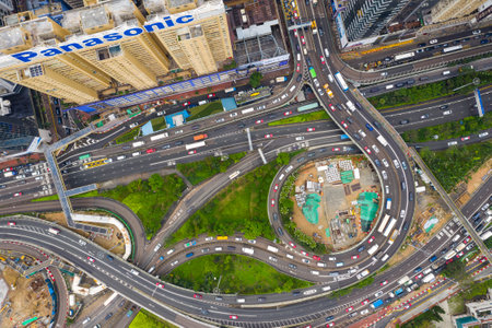 Causeway Bay, Hong Kong 07 May 2019: top view of Hong Kong city