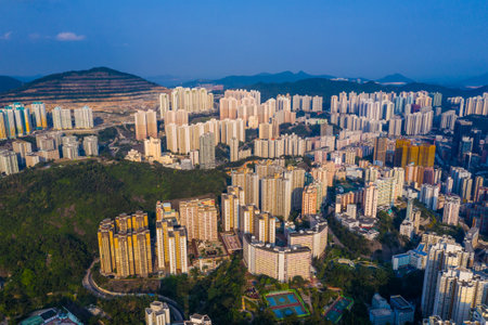 Choi Hung, Hong Kong 25 April 2019: Top view of Hong Kong cityのeditorial素材
