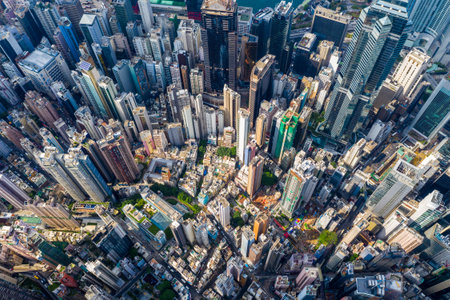 Central, Hong Kong 29 April 2019: Top down view of Hong Kong cityのeditorial素材