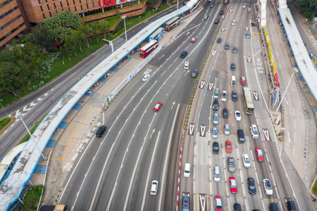 Hung Hom, Hong Kong 21 April 2019: Top view of Hong Kong cross harbour tunnelのeditorial素材